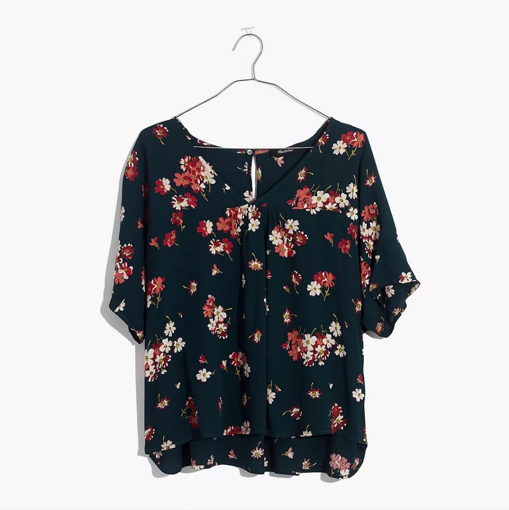 Madewell Floral Green Blouse XS